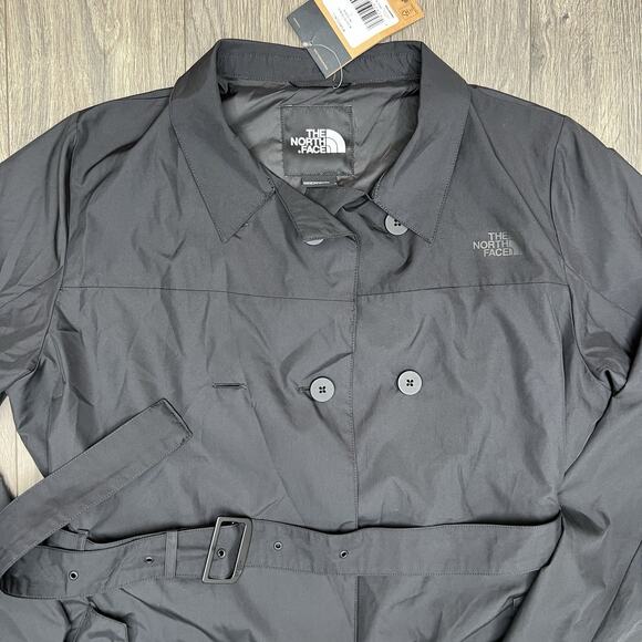 The North Face Trench Coat Size Large Womens Black Belted $169 - Picture 7 of 11